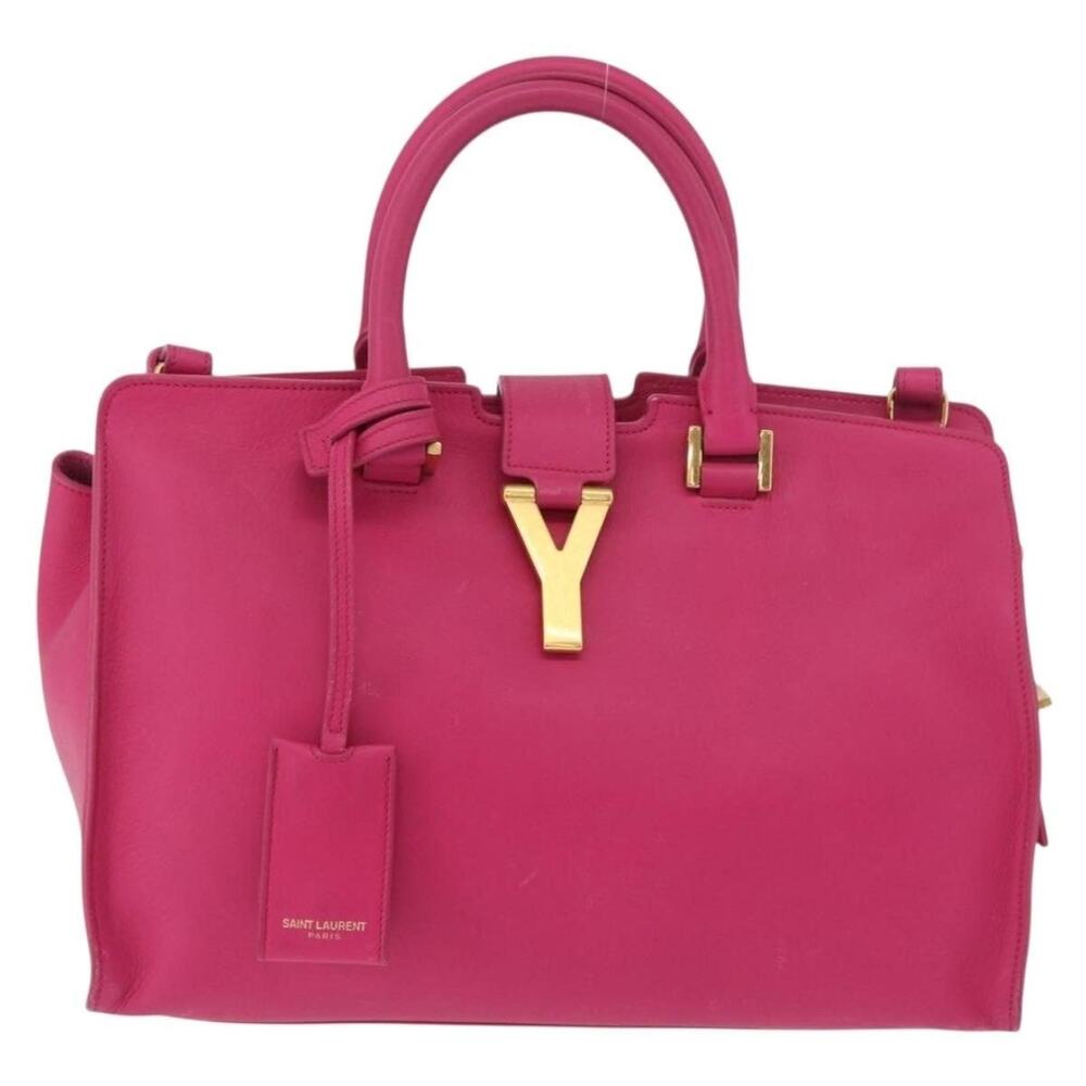 Saint Laurent Leather Petit Cabas Handbag Pink